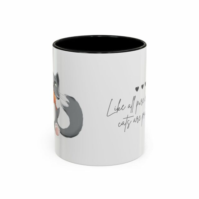 Charming Cat-Themed Coffee Mug, Funny Cat Lover Gift, Ceramic Accent Mug, Cat Lover's Coffee Cup, Cat Quote Mug